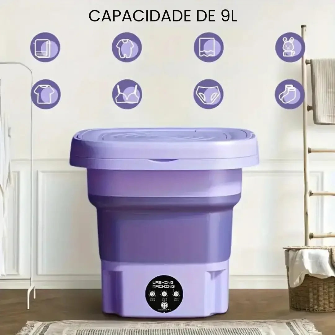 Máquina De Lavar Roupa Dobrável Portátil 9L(2)
