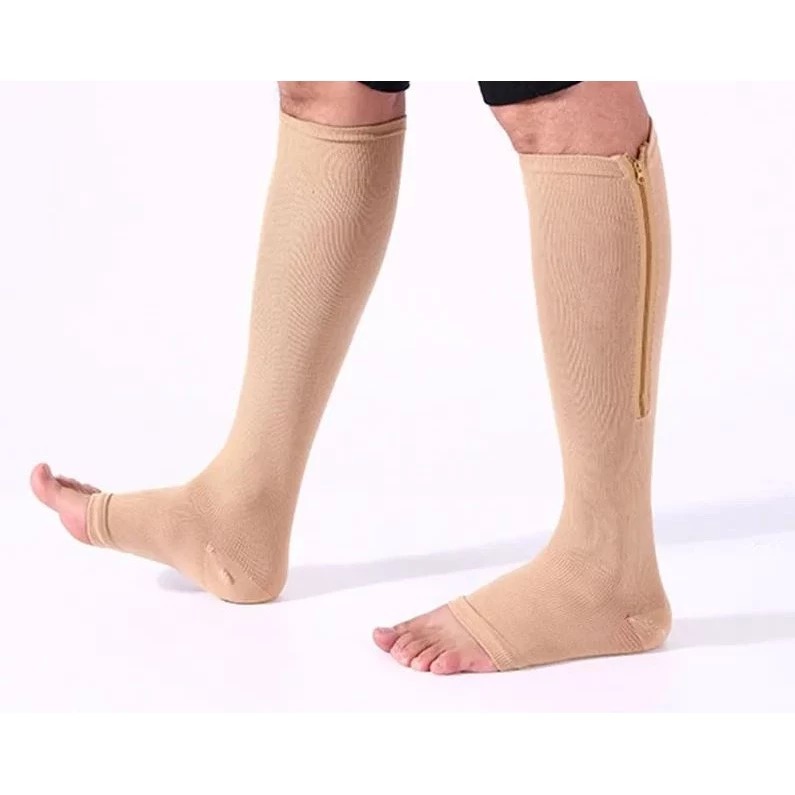 Par Meia De Compressão Com Fecho / Meia Skinny Elástica Variadas Meias com Zíper AlivioZiper - Imagem 6