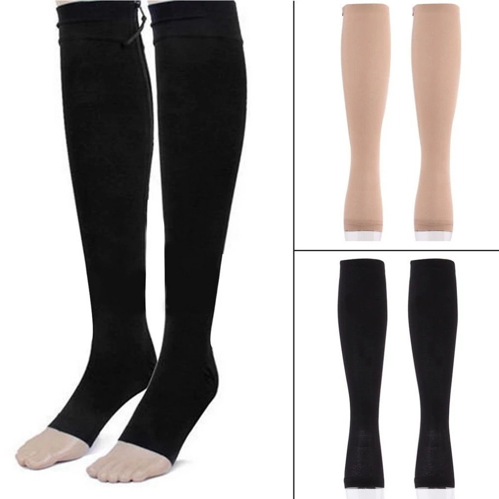 Par Meia De Compressão Com Fecho / Meia Skinny Elástica Variadas Meias com Zíper AlivioZiper - Imagem 7