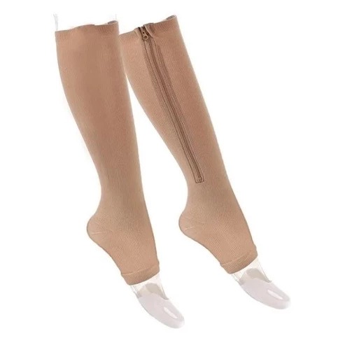 Par Meia De Compressão Com Fecho / Meia Skinny Elástica Variadas Meias com Zíper AlivioZiper - Imagem 8