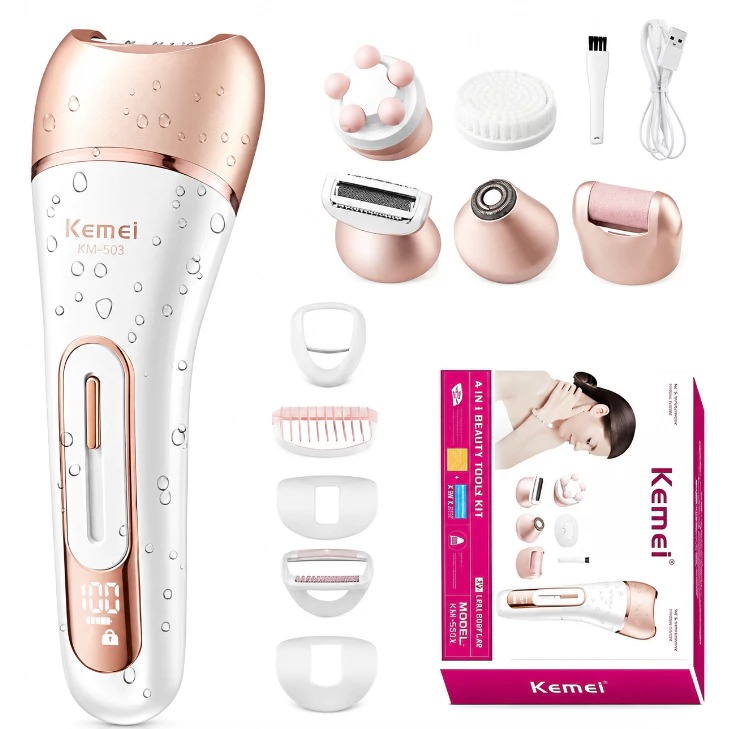 Kemei Depilador 6053 Feminino Elétrico, Barbeador Feminino, Perna Corpo Depilação Depilador KM 6053