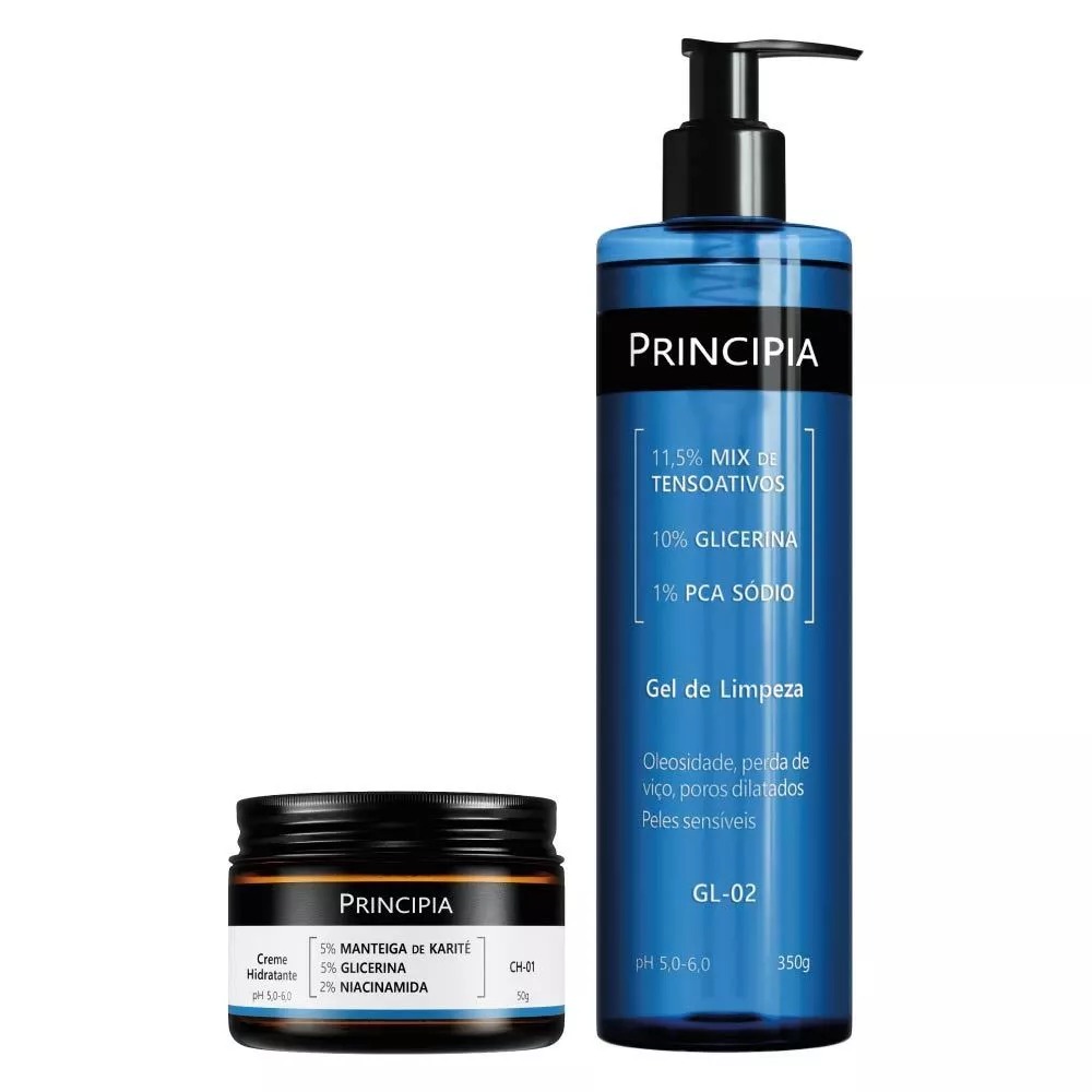 R$65,94➡️Principia Kit Limpeza e Hidratação Dia a Dia c Gel de Limpeza GL-02 + Creme Hidratante CH-01