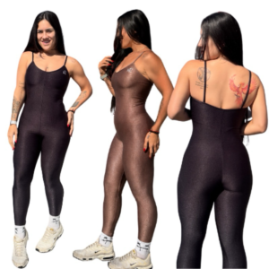Macacão Elizabeth Fitness Feminino MPaiva – Microcanelado em Poliamida Aveludada, Longo e Modelador
