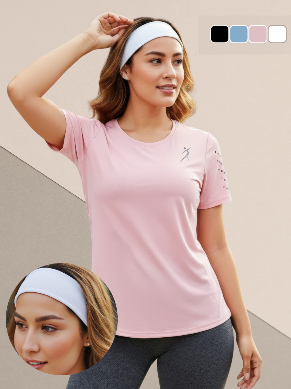 Kit 3 Camisetas Baby Look Femininas Fitness Dry Fit + Faixa de Cabelo – Academia, Corrida e Caminhada - Imagem 2
