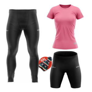 Conjunto de Ciclismo WAY – Camisa Manga Curta com Proteção UV50+ + Bermuda e Calça com Forro em Gel