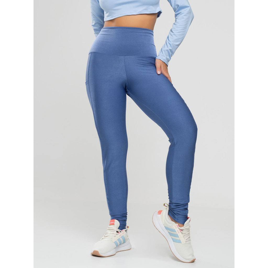 Calça Legging Feminina Vicbela Canelada com Bolsos Laterais – Moda Fitness Academia - Imagem 2