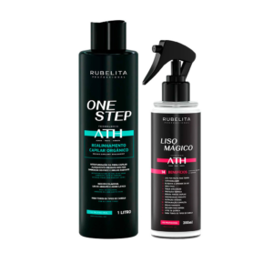 Kit Progressiva One Step Rubelita Professional 1L + Spray Liso Mágico 200ml – Sem Formol | Alinhamento, Hidratação, Brilho e Controle do Frizz