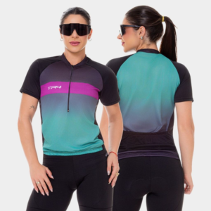 Conjunto de Ciclismo Feminino WAY com Camisa e Calça com Forro em Gel – UV50+, Dry Fit e MTB