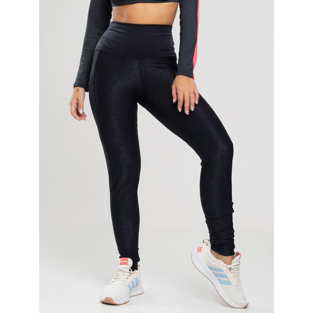 Calça Legging Feminina Vicbela Canelada com Bolsos Laterais – Moda Fitness Academia - Imagem 3