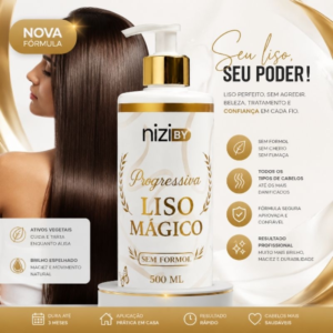 Progressiva Liso Mágico niziBY 500ml – Sem Formol | Brilho Intenso, Redução de Volume e Controle do Frizz