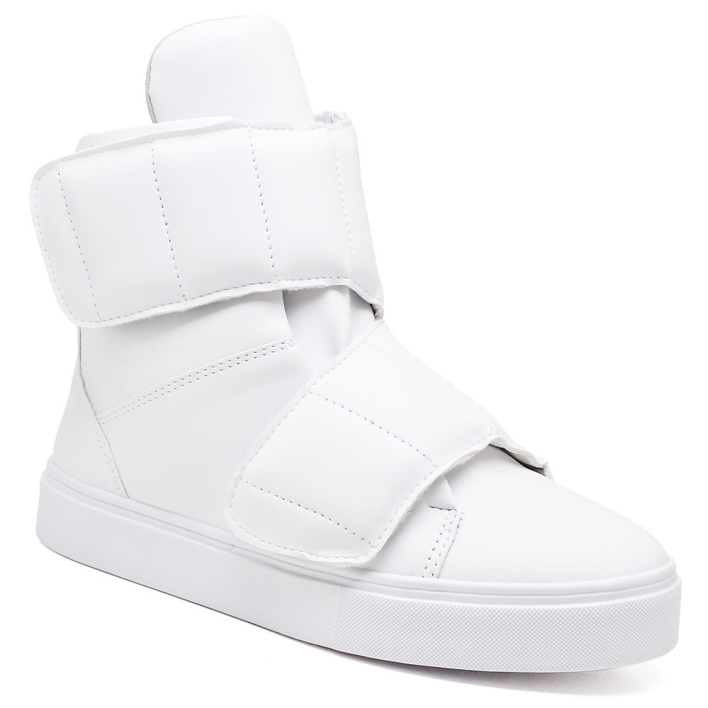 Tênis Botinha Moda Academia Fitness estiloso Fechamento em Velkro Branco - Imagem 2