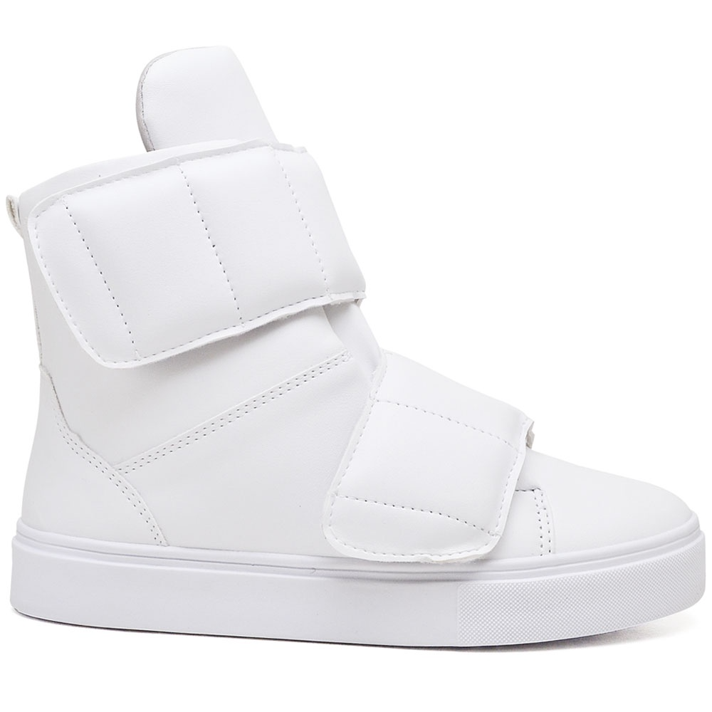 Tênis Botinha Moda Academia Fitness estiloso Fechamento em Velkro Branco - Imagem 3