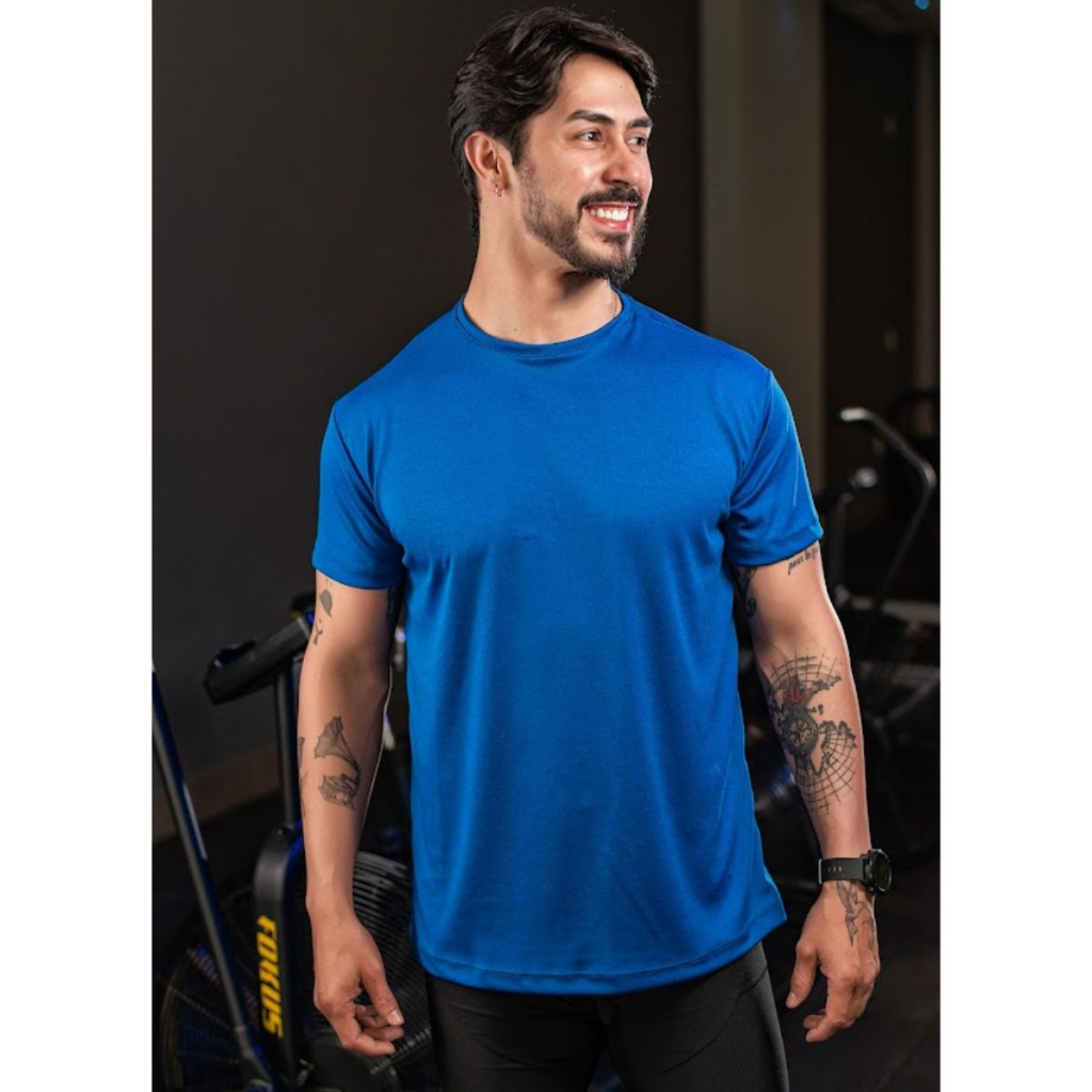 Kit 3 Camisas Masculinas Fitness com Proteção UV50+ – Manga Curta, Academia, Praia, Piscina e Esportes - Imagem 3
