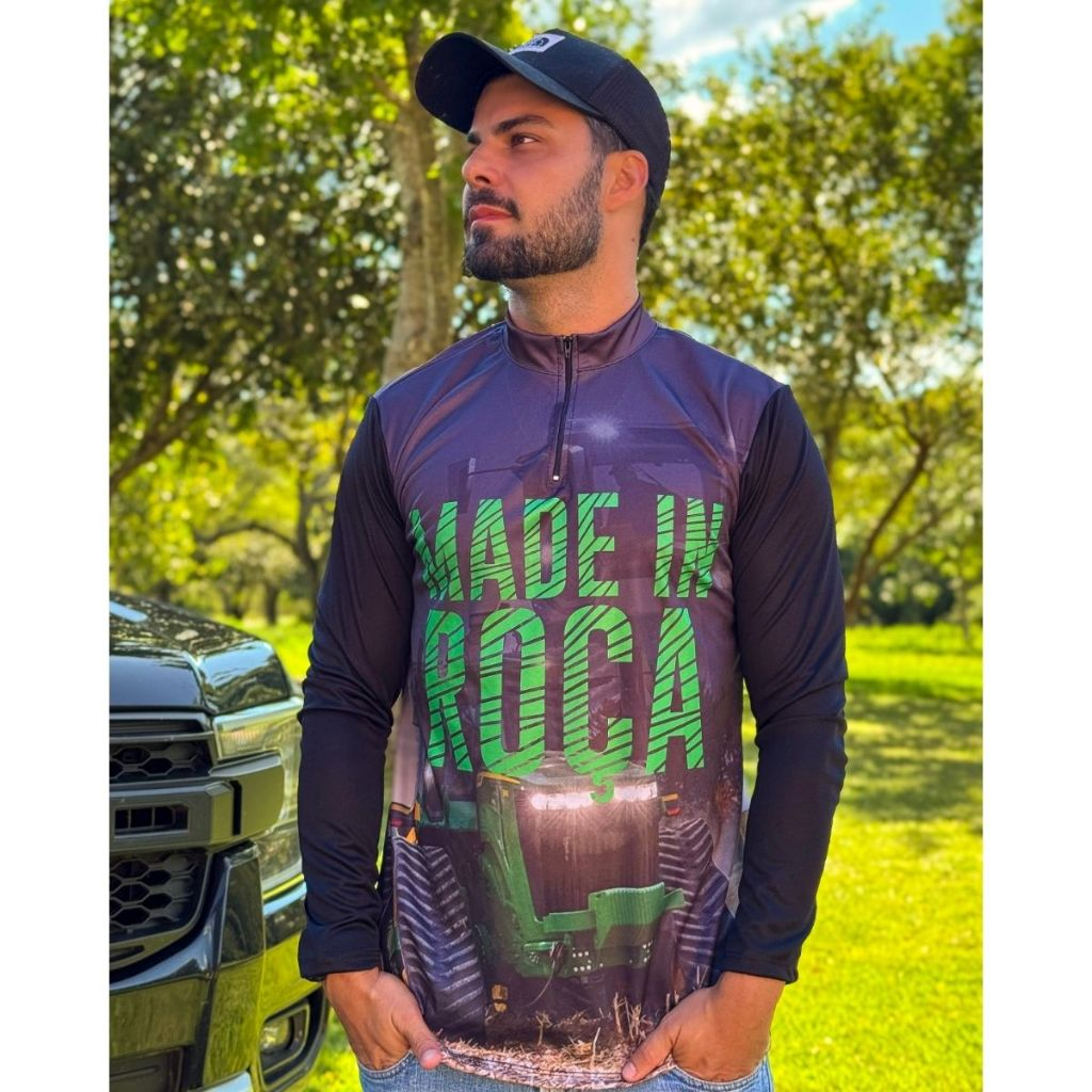 Kit 2 Camisas Agro Masculinas Manga Longa com Proteção UV – Estampas de Trator, Boi, Roça e Agronegócio - Imagem 3