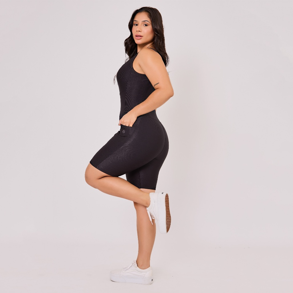 Macaquinho Virgínia Feminino Fitness Canelado com Bolsos – Zero Transparência, Confortável e Versátil - Imagem 6