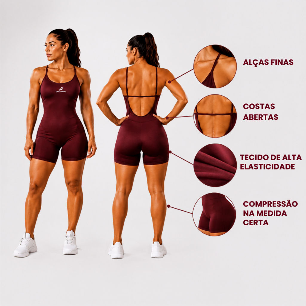 Macaquinho Feminino Fitness Alça Fina – Short Modelador, Confortável para Academia e Treino - Imagem 7