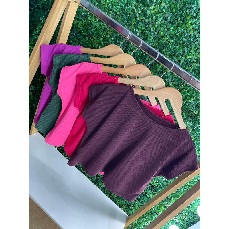 Blusa Cropped Dry Fit Feminina Salu Modas – Manga Curta, Confortável para Academia, Crossfit e Treino