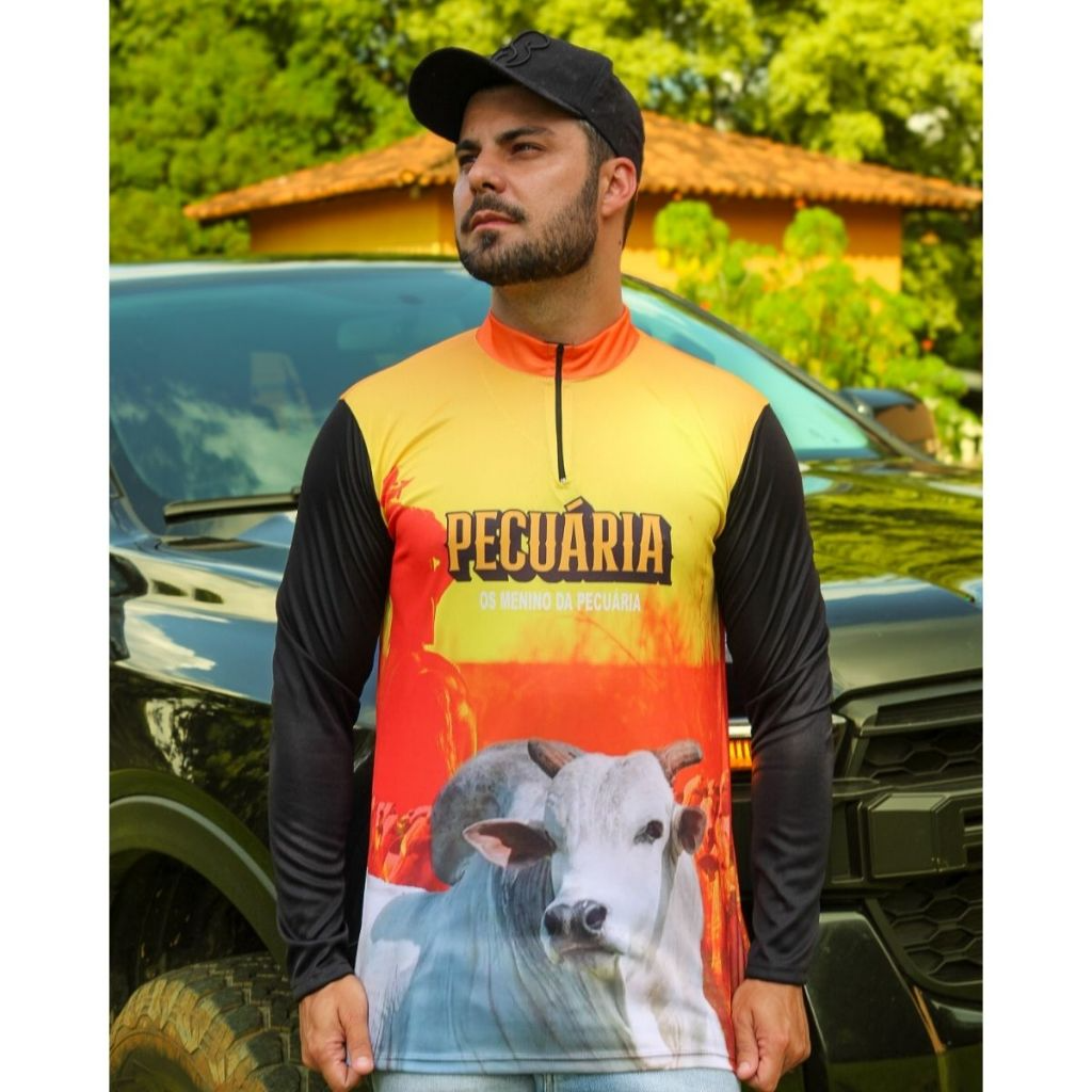 Kit 2 Camisas Agro Masculinas Manga Longa com Proteção UV – Estampas de Trator, Boi, Roça e Agronegócio - Imagem 6