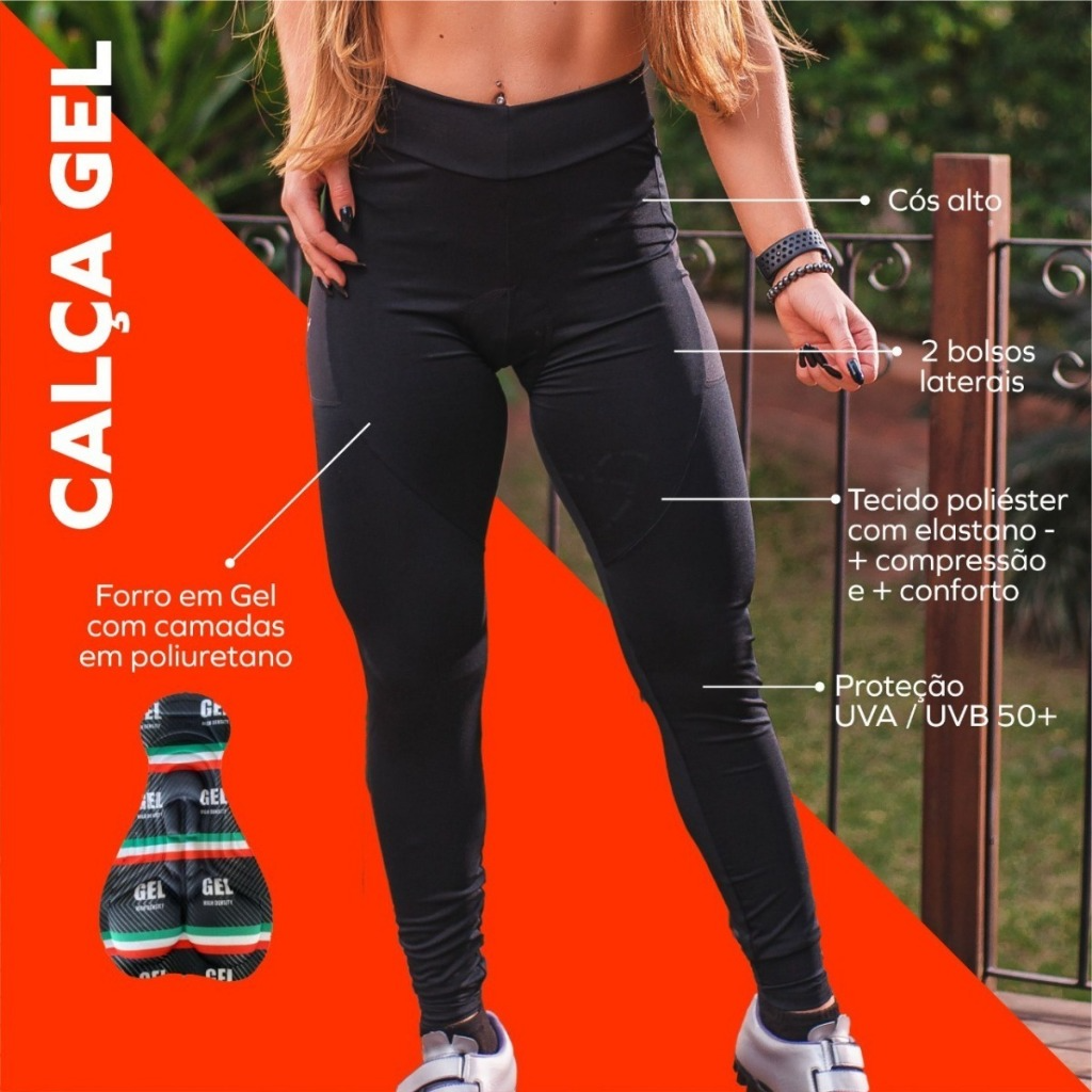 Conjunto de Ciclismo Feminino WAY – Camisa Slim Manga Curta + Calça com Forro em Gel - Imagem 6