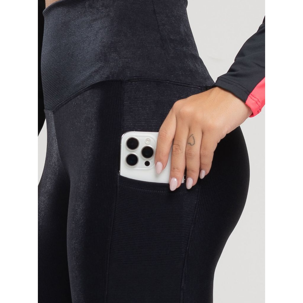Calça Legging Feminina Vicbela Canelada com Bolsos Laterais – Moda Fitness Academia - Imagem 6