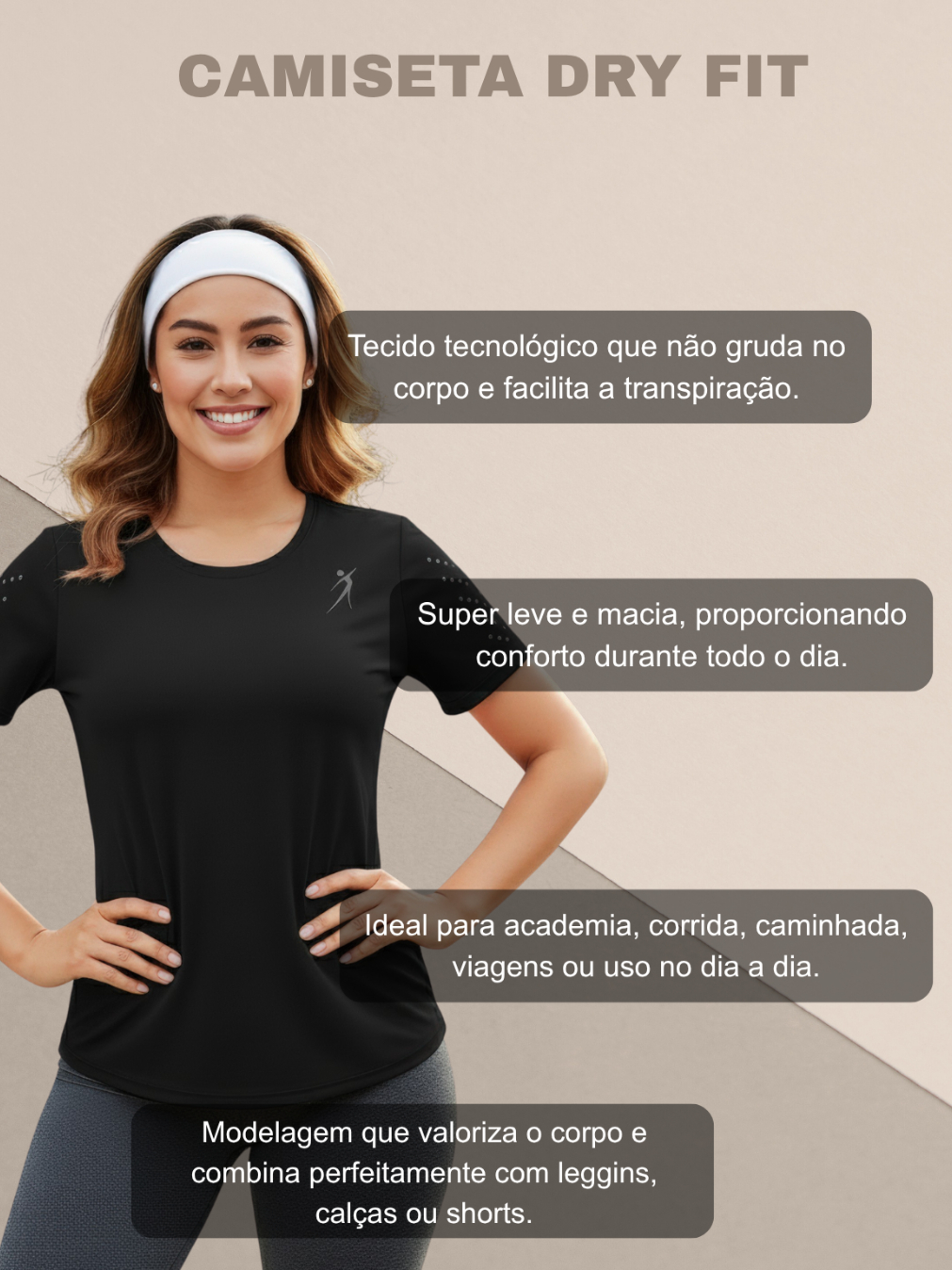 Kit 3 Camisetas Baby Look Femininas Fitness Dry Fit + Faixa de Cabelo – Academia, Corrida e Caminhada - Imagem 7