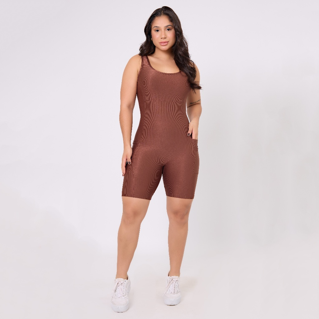 Macaquinho Virgínia Feminino Fitness Canelado com Bolsos – Zero Transparência, Confortável e Versátil - Imagem 8