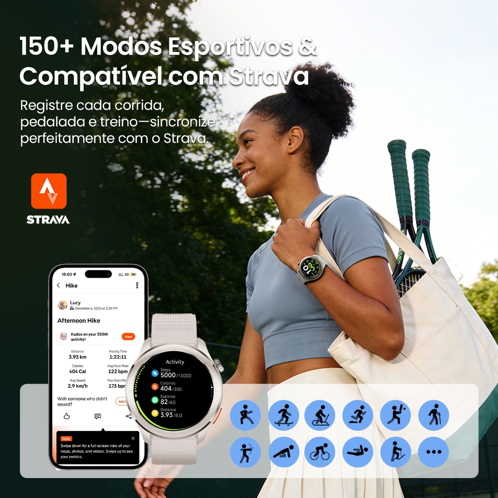 Haylou Solar Neo 2 Smartwatch Relogio Esporte Correndo Ritmo AMOLED AOD 1ATM Bluetooth 5.4 Masculino Feminino